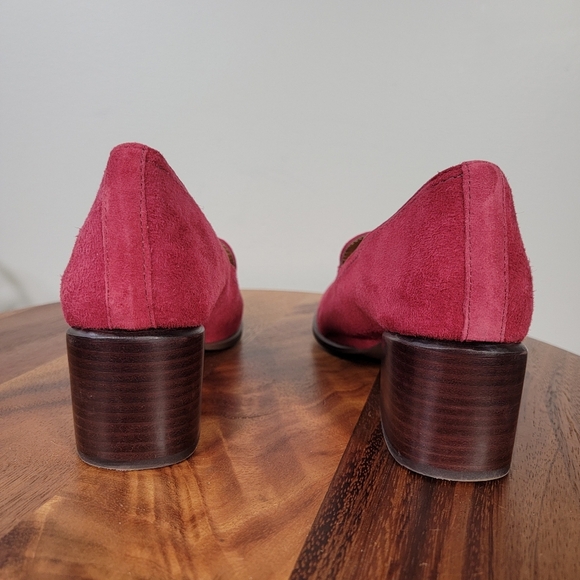 Naturalizer Trixie Red Suede Loafers Women's Size 7 Block Heel Tassels - Picture 5 of 12